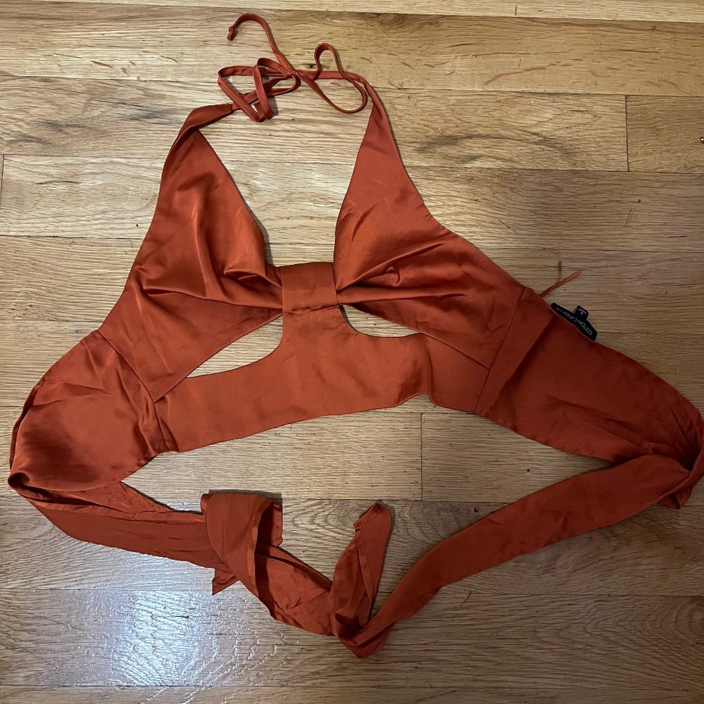 Cotton Candy LA Orange Tie Top in a Size Small